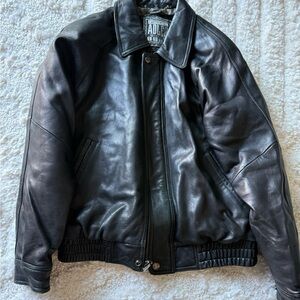 Adler Black Leather Bomber Jacket
